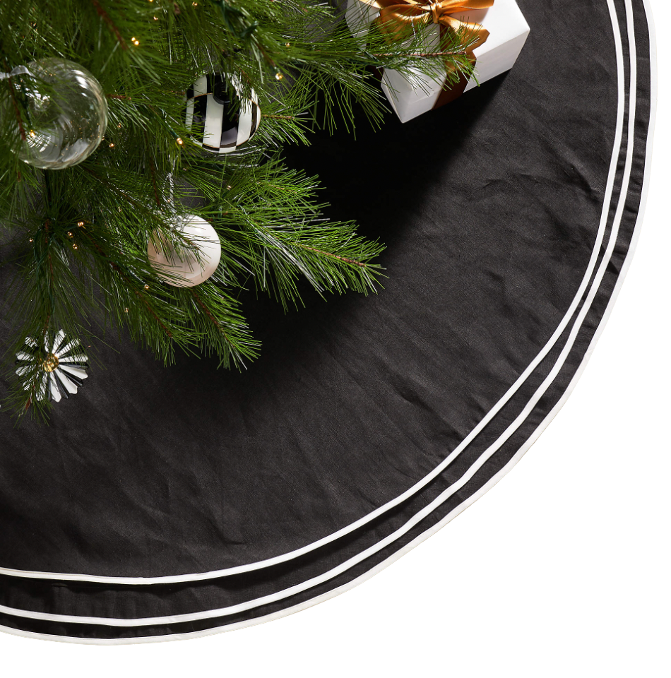 Edged Black Linen Tree Skirt Nina Takesh